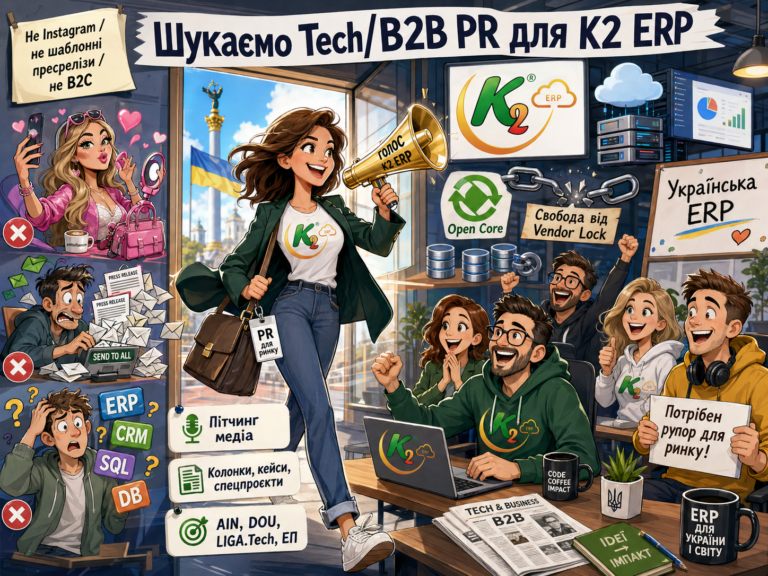 Шукаємо B2B Tech PR-менеджера, який допоможе нам “поховати” 1С/BAS в Україні: повний гід по K2 ER…