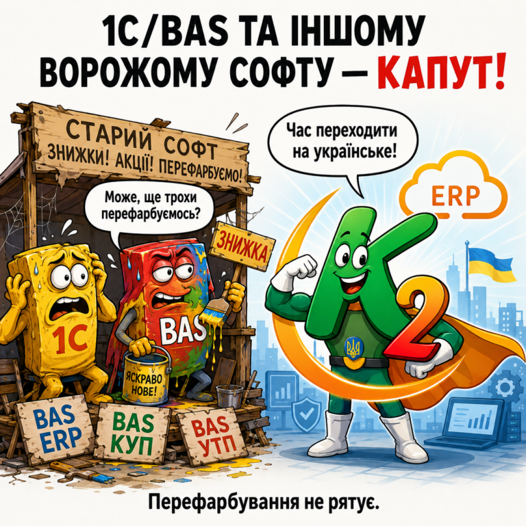 1С/BAS та іншому ворожому софту: повний гід по K2 ERP для вашого бізнесу
